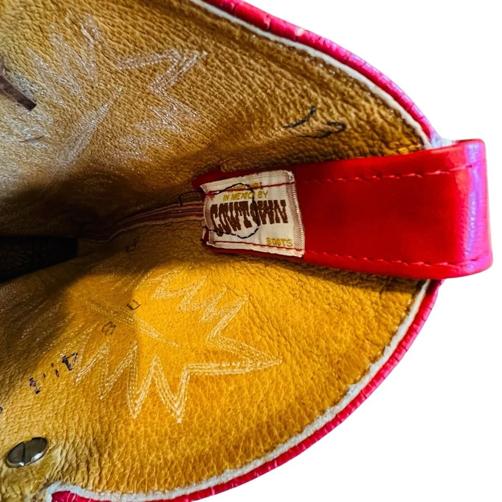Vintage Women’s 80s Red Leather Cowboy Boot Shoulder Crossbody Bag Western - Picture 9 of 10